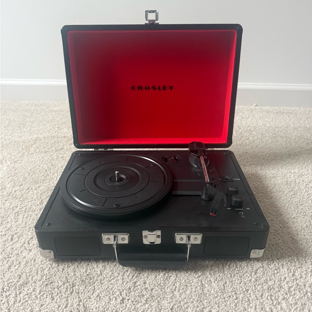 Crosley Black Turntable with Red Interior
